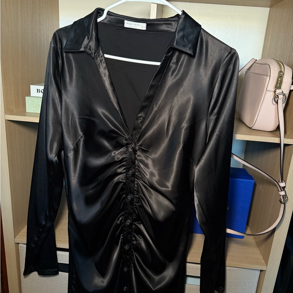 Elegant Black Satin Dress